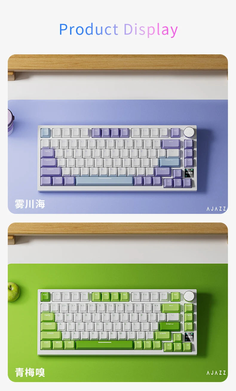 AJAZZ AK820 Pro Wired&Wireless Mechanical Gaming Keyboard Tri-Mode RGB Backlit Hot-Swappable Switches,70% Compact Layout,PC/Mac