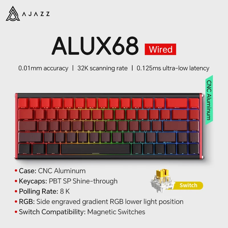 AJAZZ AK680 MAX Mechanical Keyboard HE Hall Effect Switch 60% 8k/1K RGB Wired/Wireless Gaming Rapid Trigger Magnetic Keyboard