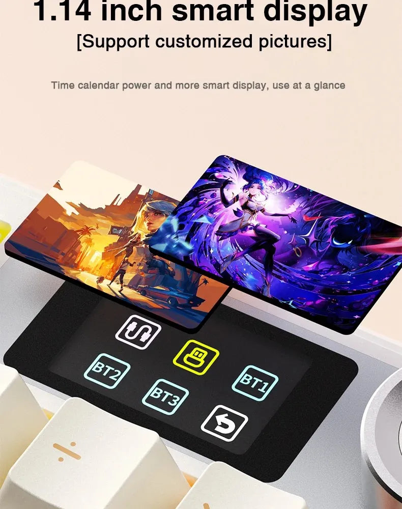 AULA F108 Pro Gaming Mechanical Keyboard Tri Mode Custom Multi-Knob Screen RGB Esports Wireless Keyboard with TFT Smart Display