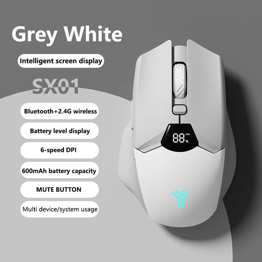 Warvank SX01 Bluetooth Wireless Mouse Smart Screen Battery Level Display Silent Office Mouse  600mAh Rechargeable Gaming Mouse