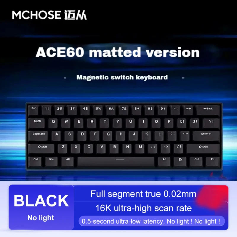 ACE60 Pro MCHOSE ACE68 Magnetic Keyboard Wired Mechanical for Gaming 0.01mm RapidTrigg 8000Hz SOCD/Rs 0.125ms 128K Sampling Rate