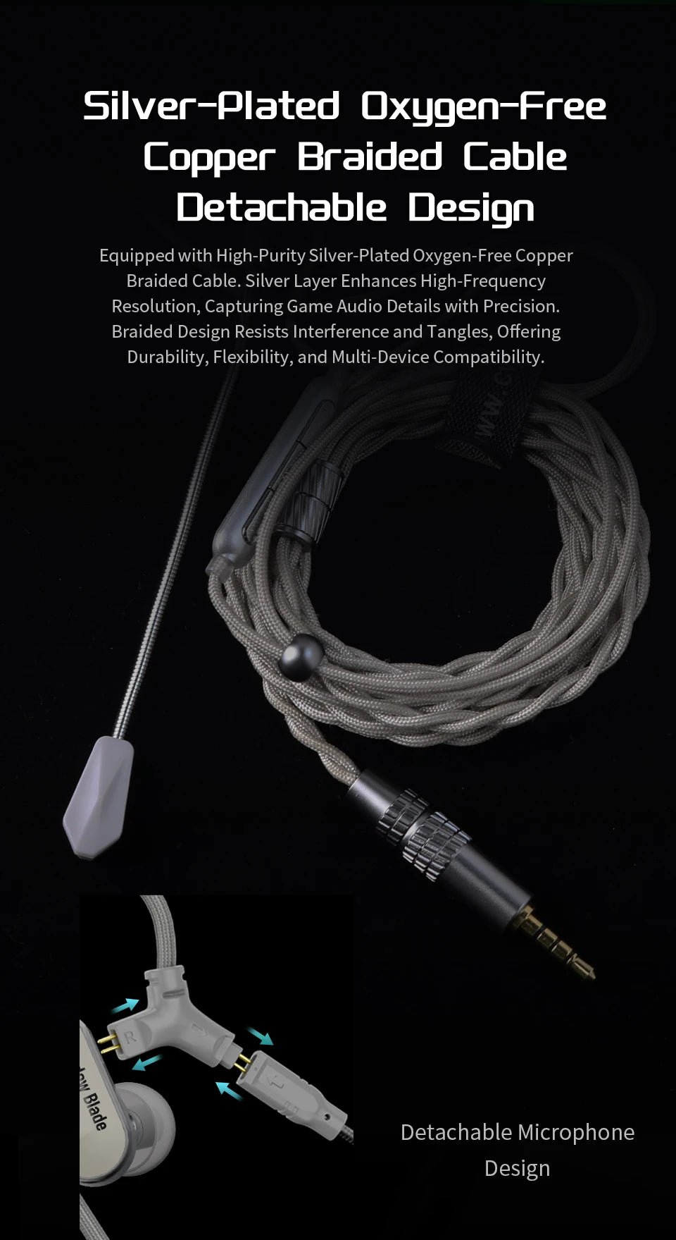 CVJ Shadow Blade In Ear Earphones 1DD+1 Vibration Switch Adjustable Gaming ports in-ear typec Hifi Headphones konoka Mermaid2