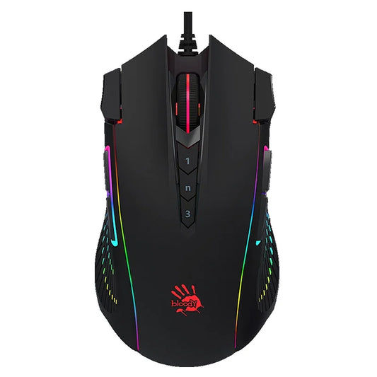Bloody J90s Gaming Mouse, BC3332-S Gaming Engine, 8000 CPI, Acceleration 25 g, Metal X'Glide Armor Boot