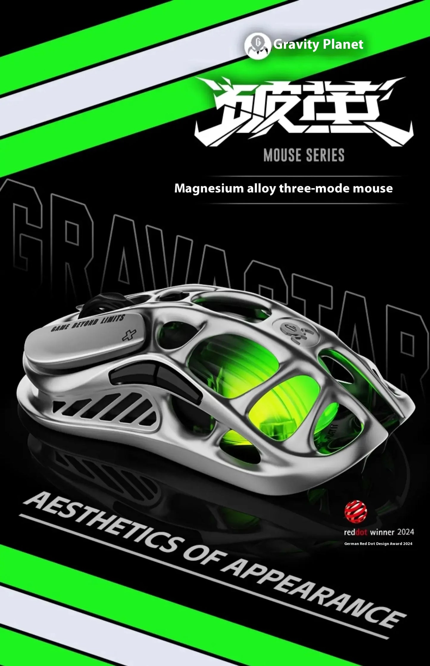 In Stock Gravastar Genuine M1 Gamer Mouse Magnesium Alloy Wireless Bluetooth Mouse 8k Receiver Rgb Low Latency Gaming Mice