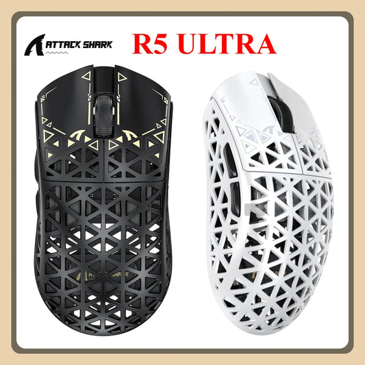 ATTACK SHARK R5 Ultra Carbon Fiber Wireless Gaming Mouse PixArt PAW3950MAX Gaming Sensor 42000DPI 8000Hz MCU Nordic 52840 For PC