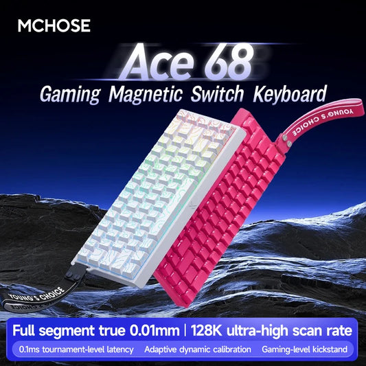 ACE60 Pro MCHOSE ACE68 Magnetic Keyboard Wired Mechanical for Gaming 0.01mm RapidTrigg 8000Hz SOCD/Rs 0.125ms 128K Sampling Rate
