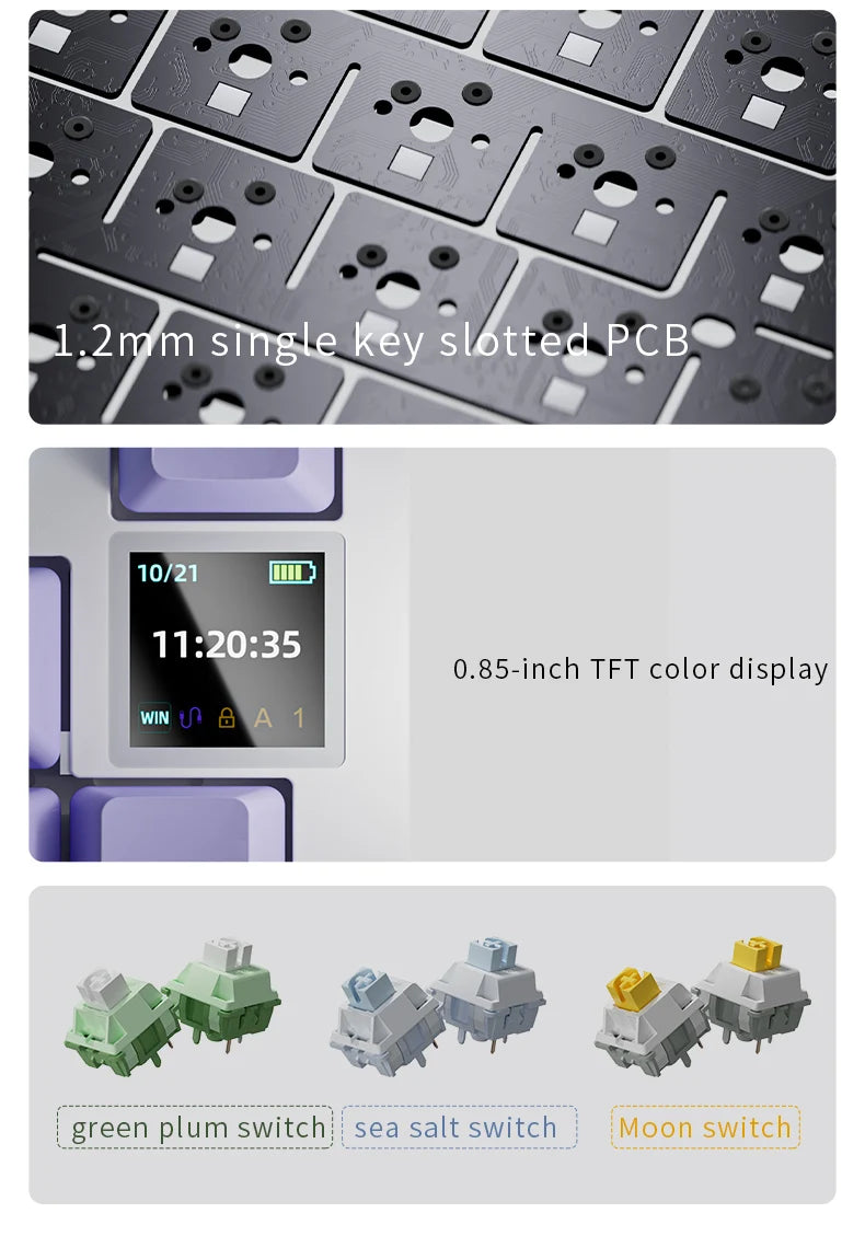 AJAZZ AK820 Pro Wired&Wireless Mechanical Gaming Keyboard Tri-Mode RGB Backlit Hot-Swappable Switches,70% Compact Layout,PC/Mac