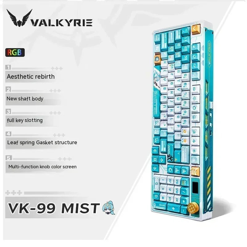 VALKYRIE VK99 Mechanical Keyboards RGB Wireless Bluetooth 2.4G Wired 3Mode Full Key Hot Swapping Gaming Keyboard Custom PC Gifts