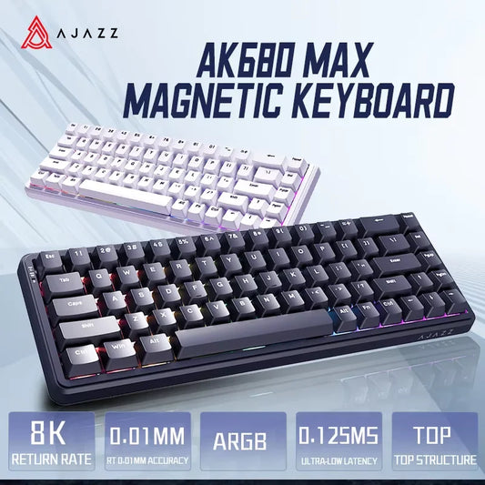 AJAZZ AK680 MAX Mechanical Keyboard HE Hall Effect Switch 60% 8k/1K RGB Wired/Wireless Gaming Rapid Trigger Magnetic Keyboard