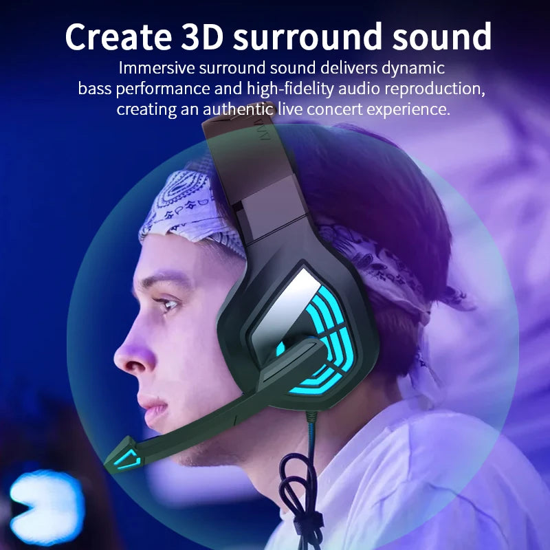 G7 LED Light Gaming Headset USB Stereo Surround Wired Headphone with Noise Reduction Mic Earphones for Computer PC Gamer