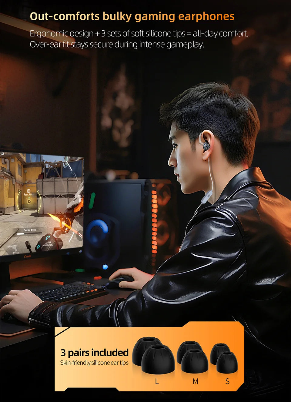 KZ Gale In-Ear Gaming Earphones E-sports Bass Metal Earbuds for Video Game Stage Live Sound Headphones