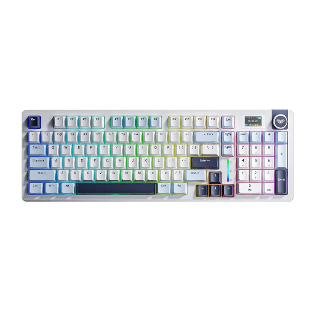 AULA S98pro Wireless Mechanical Keyboard Gasket Hot-swap Gaming Keyboard with Mini TFT Color Screen and Multi-function Knob
