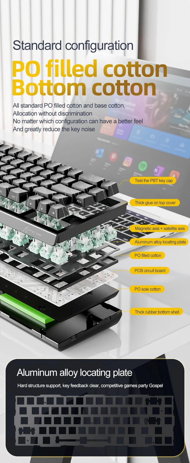 ATTACK SHARK X68HE Magnetic Keyboard Red Wired Mechanical for Pro Gaming 0.01mm Rapid Trigg 8000Hz SOCD/Rs 0.125ms 128K Rate