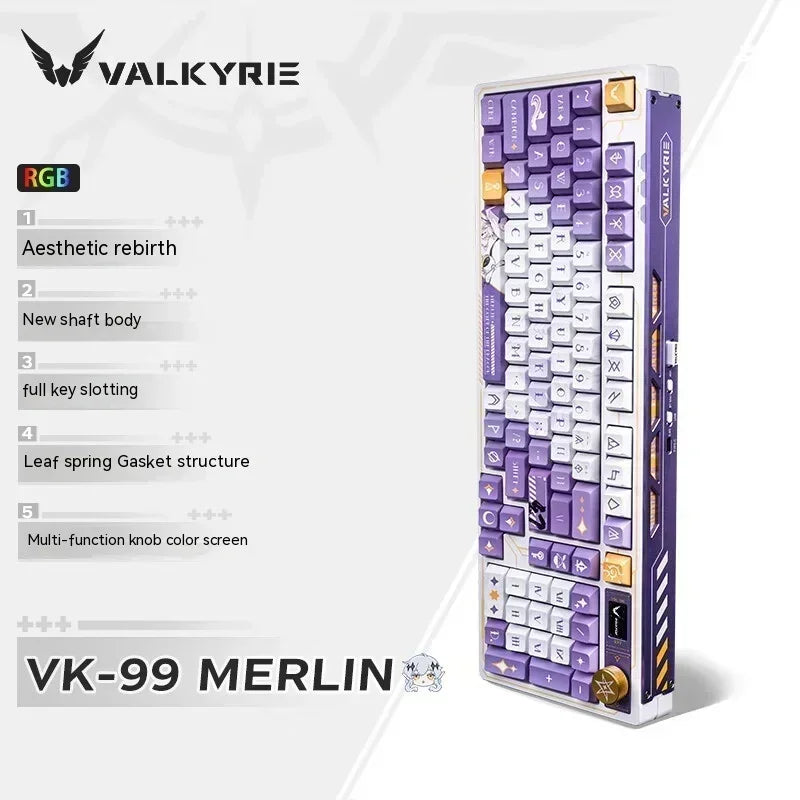 VALKYRIE VK99 Mechanical Keyboards RGB Wireless Bluetooth 2.4G Wired 3Mode Full Key Hot Swapping Gaming Keyboard Custom PC Gifts