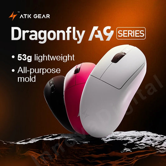ATK Dragonfly A9 Ultra Wireless E-sports Gaming Mouse Ultra-lightweight Tri-mode Dual 8K Ergonomic Mice A9 Plus PAW3395/3950