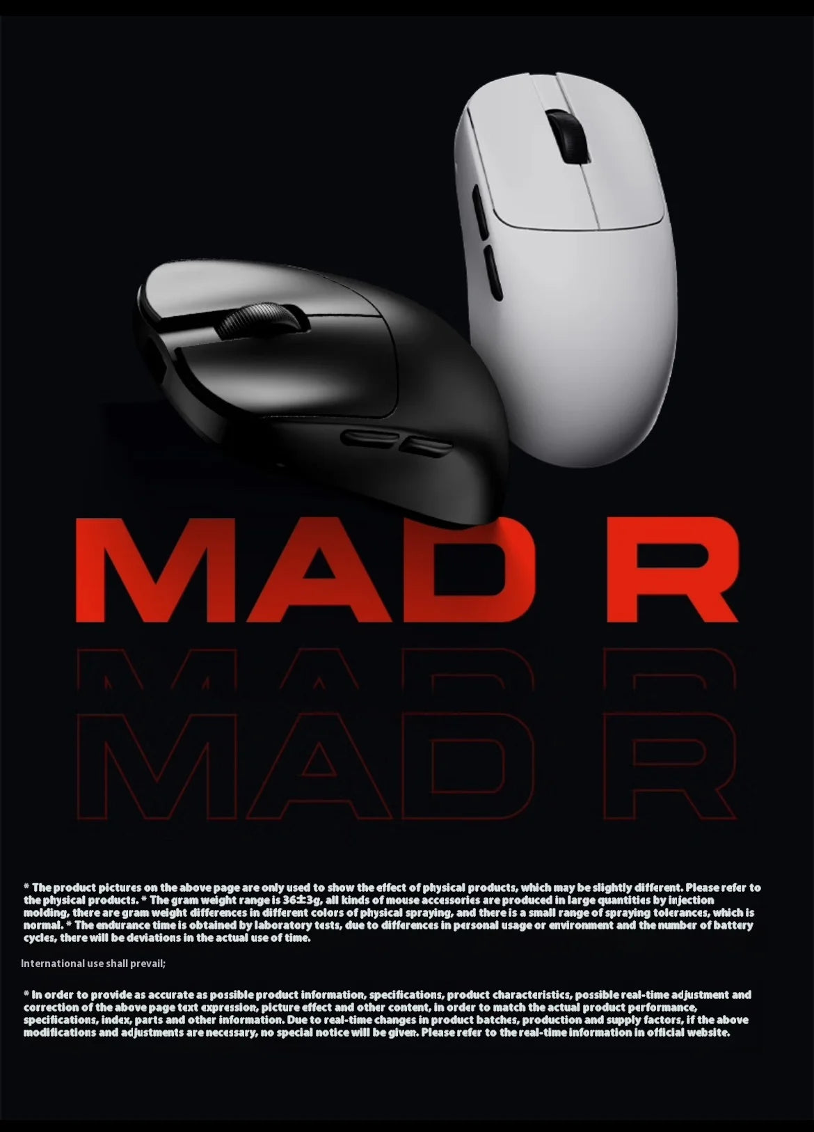 The New Vxe Mad R/R Major Gaming E-Sports Mouse Paw3395/3950 Dual-Mode Nonporous Lightweight Ergonomic Standard 8k