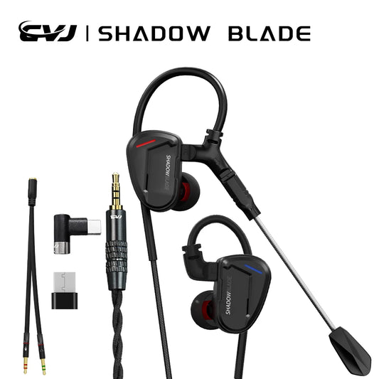 CVJ  Shadow Blade In Ear Earphones 1DD+1 Vibration Switch Adjustable Gaming ports in-ear typec Hifi Headphones konoka Mermaid2