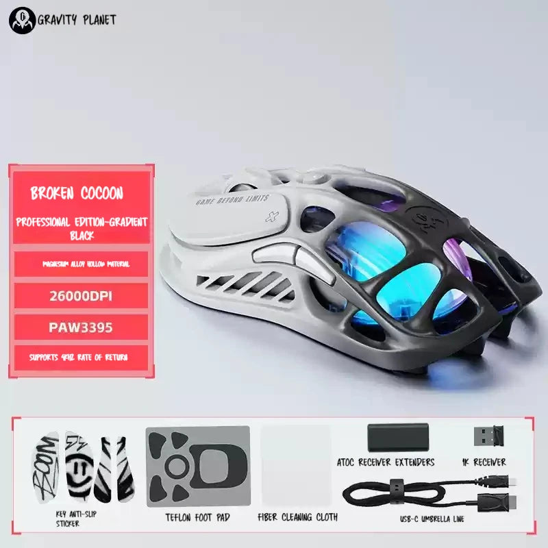 In Stock Gravastar Genuine M1 Gamer Mouse Magnesium Alloy Wireless Bluetooth Mouse 8k Receiver Rgb Low Latency Gaming Mice
