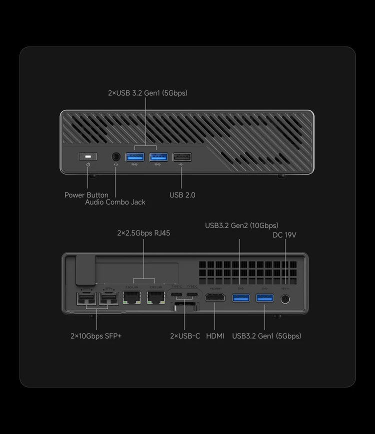 MINISFORUM MS-A2 MINI PC AMD Ryzen 9 9955HX PC Windows 11 Pro Support 96GB DDR5 64GB 1TB SSD U.2 NVME Support 10G SFP+ PC Gaming