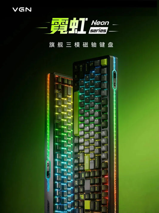 New VGN Ultra Pro He Neon Series Three-Mode Wireless Bluetooth Magnetic Axis Gaming Gasket Hot-Swappable Rgb Mechanical Keyboar