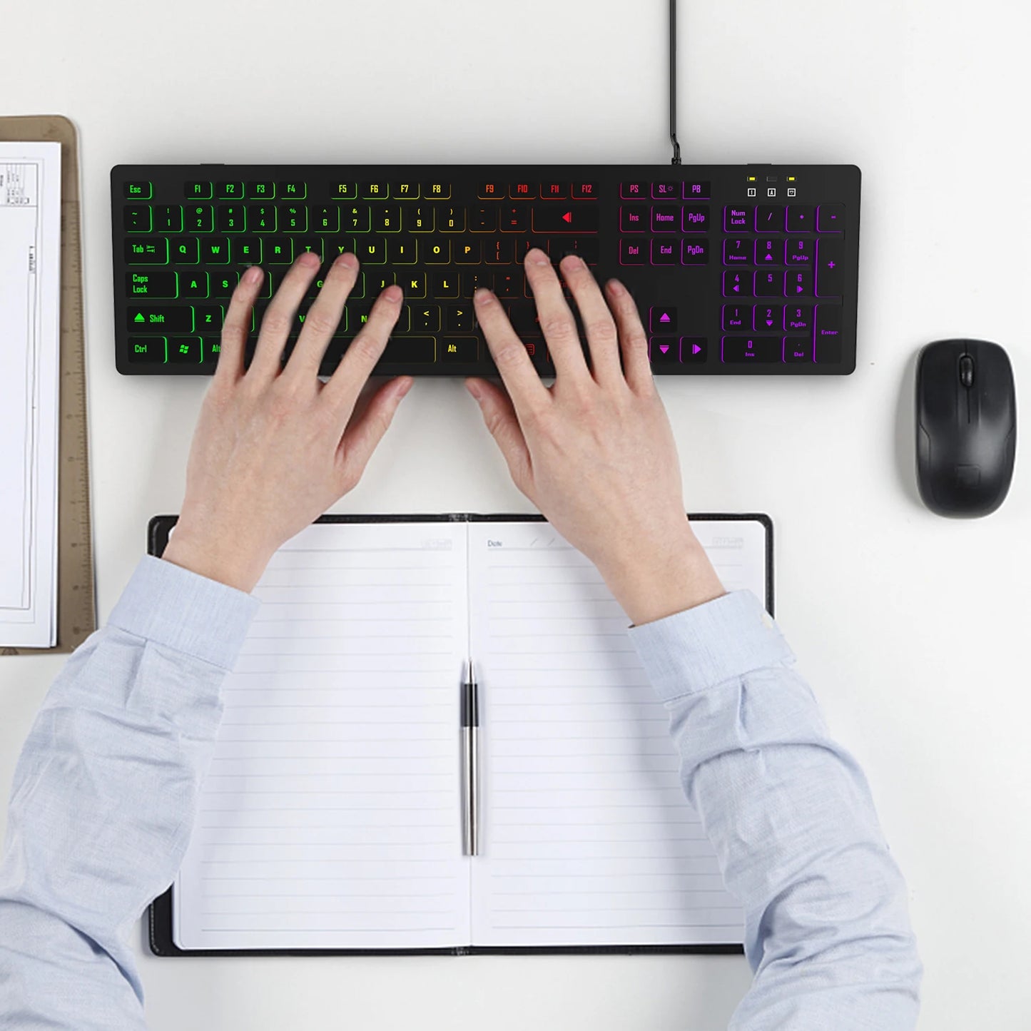 Computer Desktop Gaming Keyboard Light Backlit RGB Mute wired keyboard USB office home