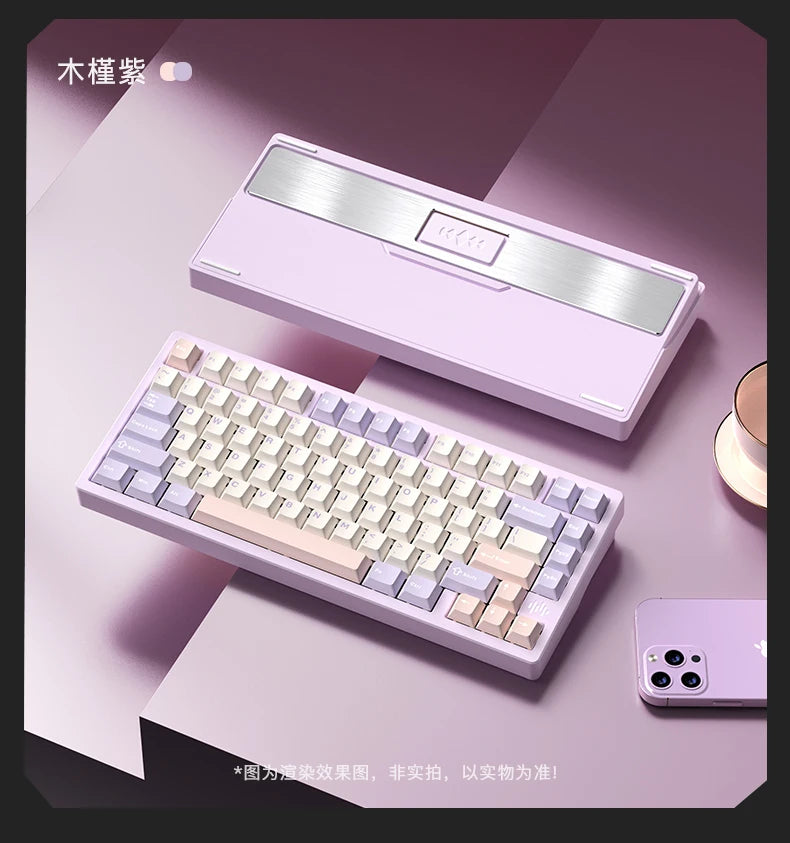 PMO WAVE75 Mechanical Gamer Keyboard RGB Customize Wireless USB/2.4G/Bluetooth 3Mode CNC Esports Gaming Keyboard Office Gifts
