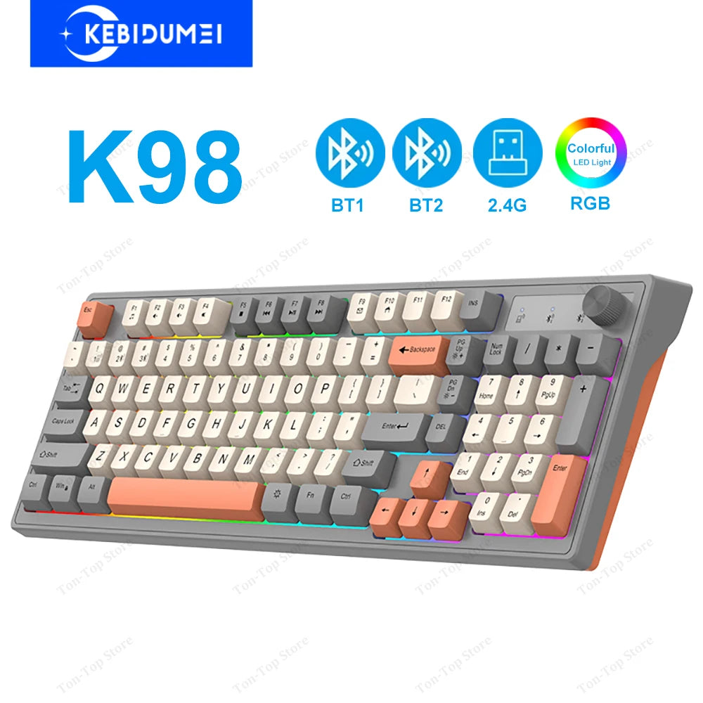 Dual Bluetooth Mechanical Keyboard Dual Modes BT5.0 2.4G Wireless Keyboard RGB Backlight Gaming Keyboard For PC Laptop Tablet