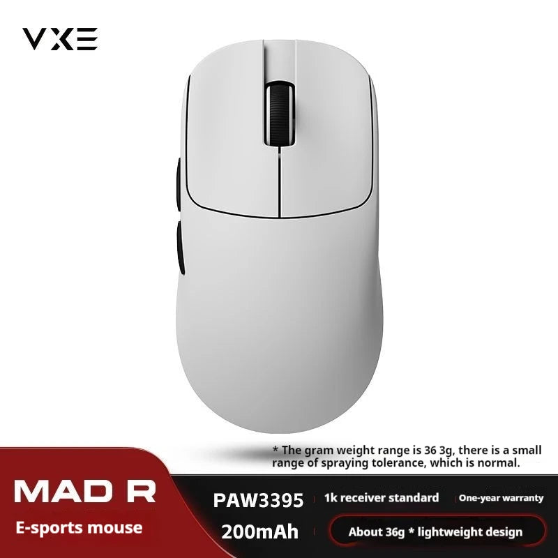 The New Vxe Mad R/R Major Gaming E-Sports Mouse Paw3395/3950 Dual-Mode Nonporous Lightweight Ergonomic Standard 8k