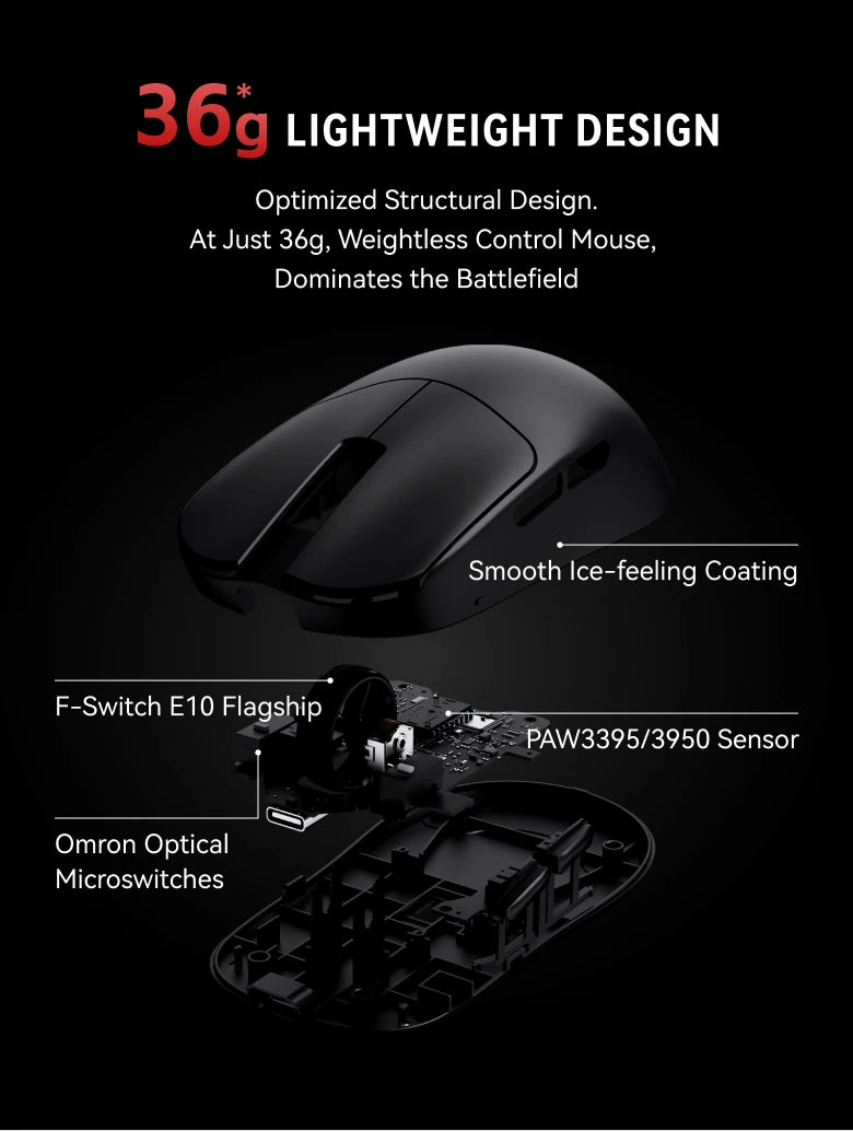 ATK VXE MAD R MAJOR Gaming E-Sports Mouse Ultra-lightweight Dual-Mode PAW3395/3950 Sensor Ergonomic Mice Standard 8K