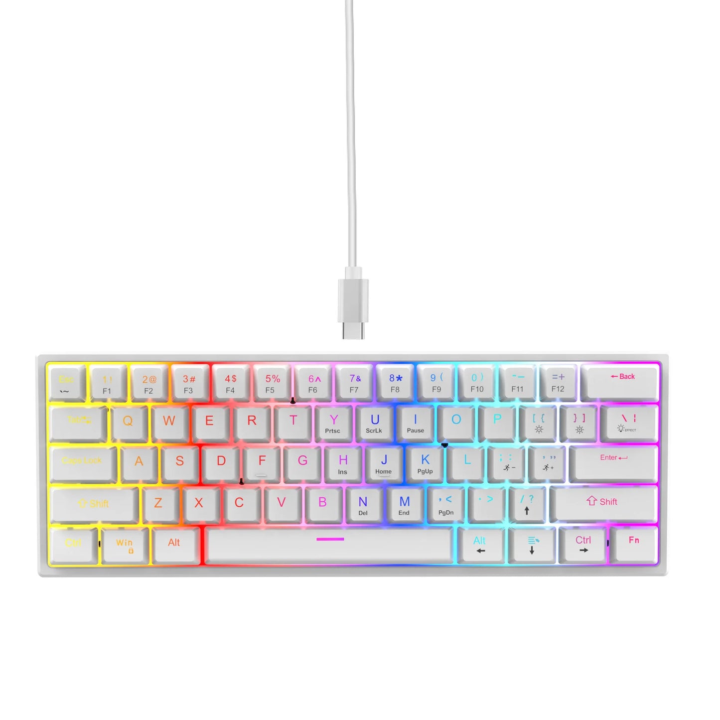 61 Keys Mechanical Keyboard Wired Gaming Keyboard for Laptop Desktop Ergonomics RGB Backlit Cyan Axis Keycaps PC Accessories
