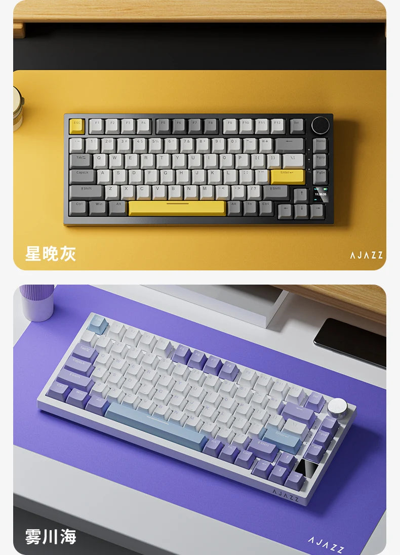 AJAZZ AK820 Pro Wired&Wireless Mechanical Gaming Keyboard Tri-Mode RGB Backlit Hot-Swappable Switches,70% Compact Layout,PC/Mac
