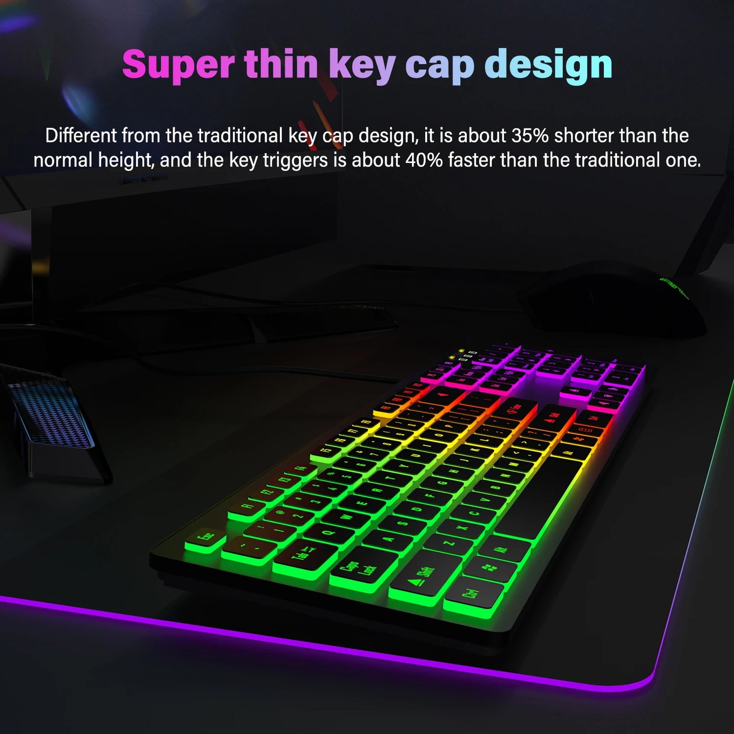 Computer Desktop Gaming Keyboard Light Backlit RGB Mute wired keyboard USB office home