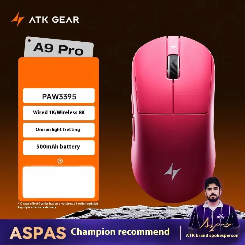 ATK Dragonfly A9 Ultra Mouse Paw3950 2 Modes Wireless Mouse 8000Hz Lightweight Gaming Mice PC Accessories For FPS Gamer Custom