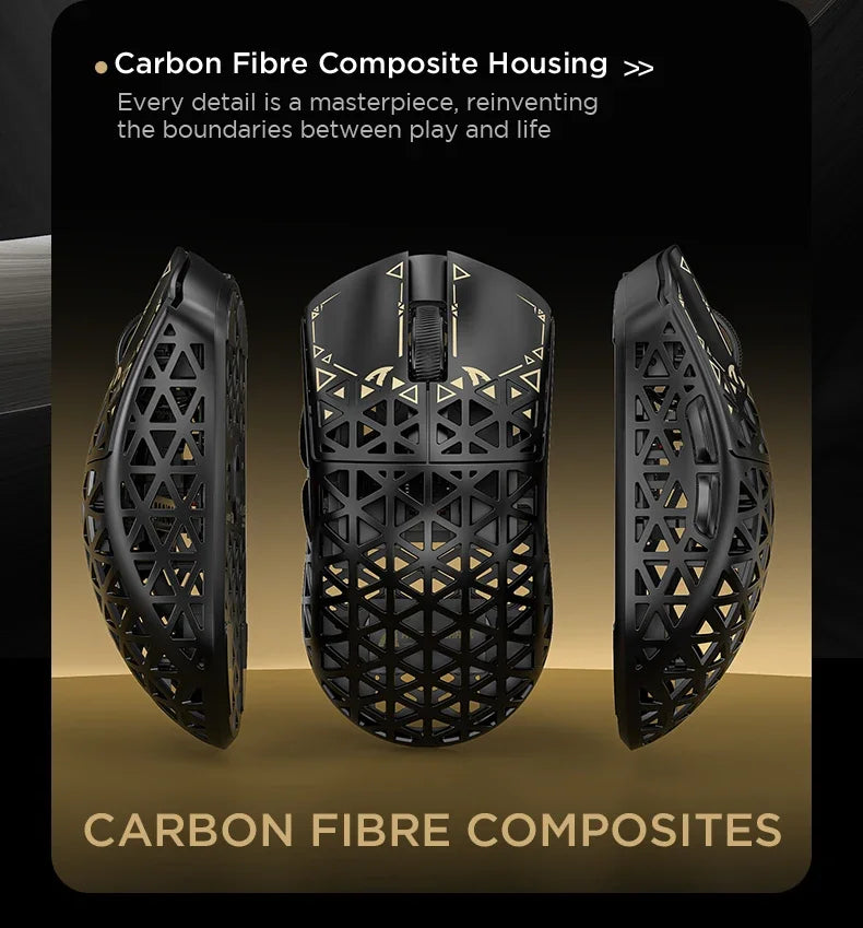 ATTACK SHARK R5 Ultra Carbon Fiber Wireless Gaming Mouse PixArt PAW3950MAX Gaming Sensor 42000DPI 8000Hz MCU Nordic 52840 For PC