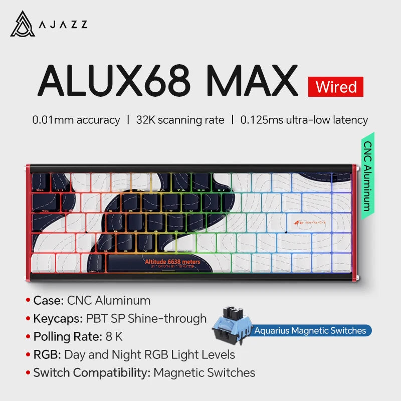 AJAZZ AK680 MAX Mechanical Keyboard HE Hall Effect Switch 60% 8k/1K RGB Wired/Wireless Gaming Rapid Trigger Magnetic Keyboard
