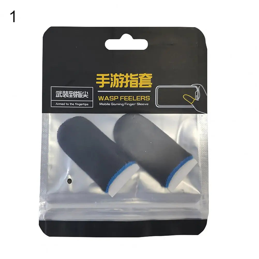 1 Pair Game Finger Cots Anti-sweat Touch Screen Gaming Finger Sleeves Nylon Fiber Thin Finger Sleeves for Entertainment