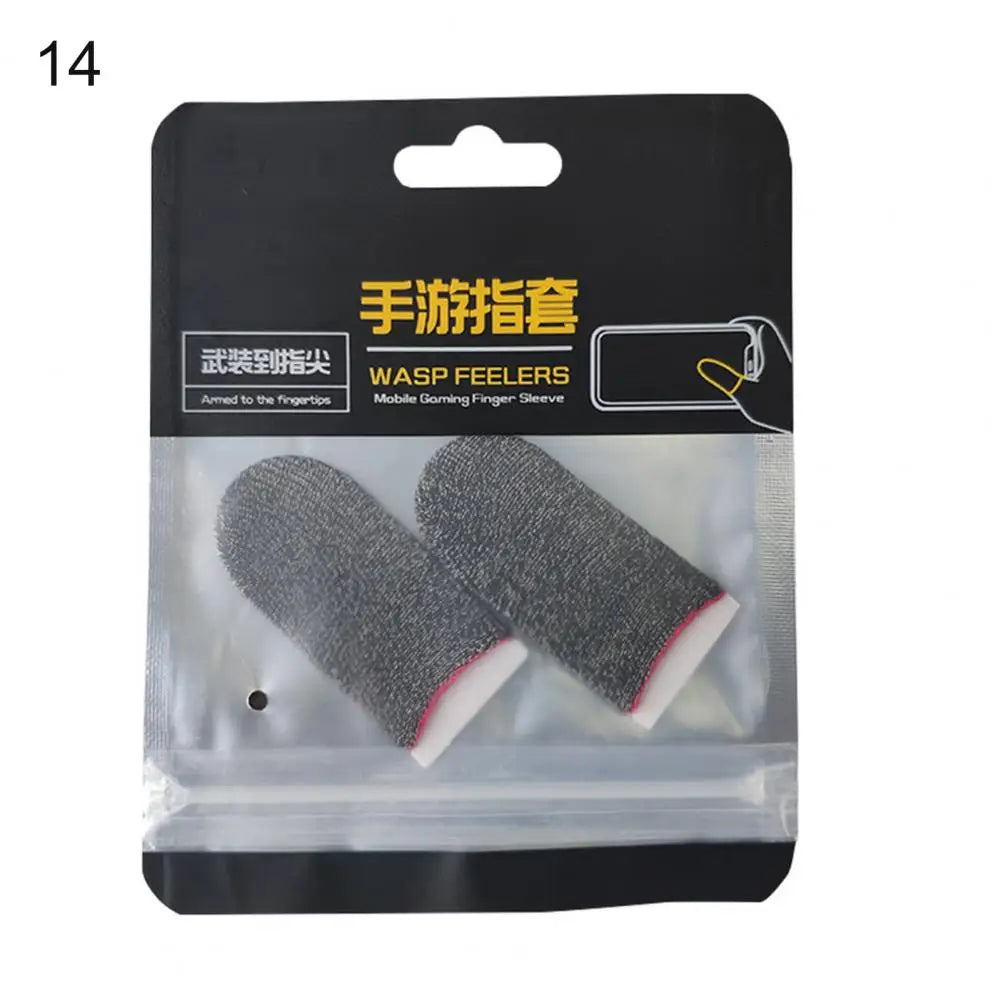 1 Pair Game Finger Cots Anti-sweat Touch Screen Gaming Finger Sleeves Nylon Fiber Thin Finger Sleeves for Entertainment
