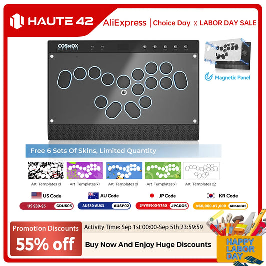 Haute42 Magnetic Stickless Arcade Controller Keyboard C16-S Hitbox Leverless Controller For PC/PS4/PS5/Switch Fight Stick Hitbox