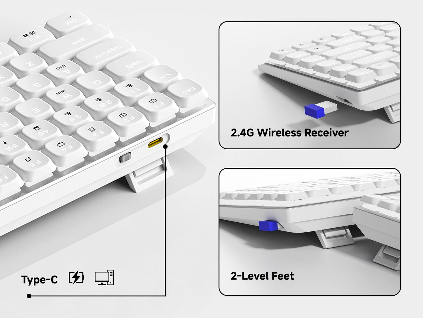 EWEADN MK84 Low Profile Gaming Mechanical Keyboard silent Wireless Bluetooth 3mode Portable Slim Keyboard aluminum alloy panel