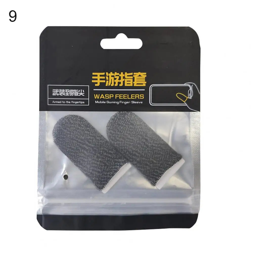 1 Pair Game Finger Cots Anti-sweat Touch Screen Gaming Finger Sleeves Nylon Fiber Thin Finger Sleeves for Entertainment