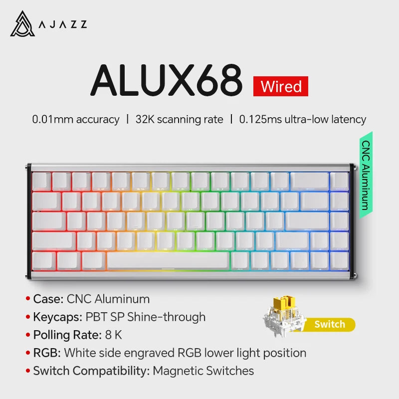 AJAZZ AK680 MAX Mechanical Keyboard HE Hall Effect Switch 60% 8k/1K RGB Wired/Wireless Gaming Rapid Trigger Magnetic Keyboard