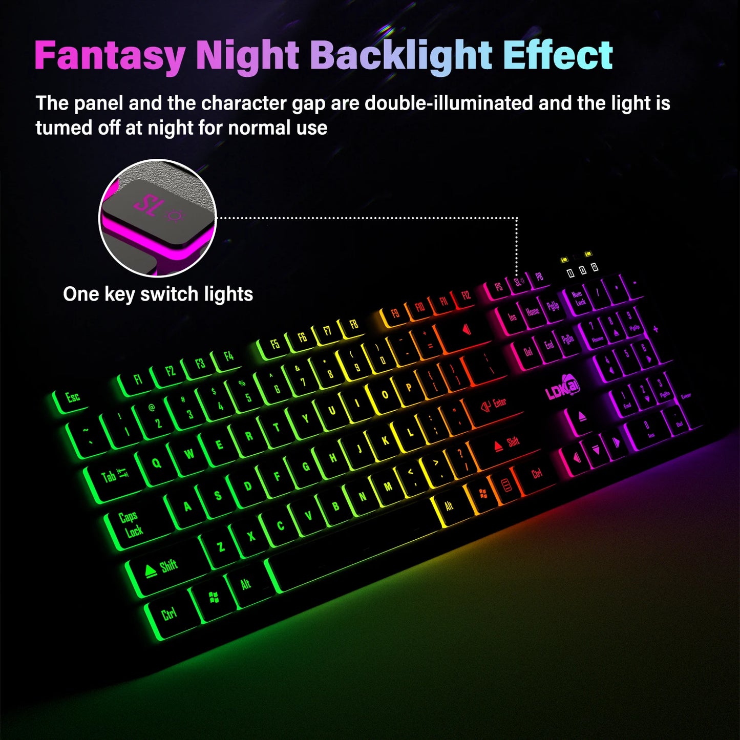 Computer Desktop Gaming Keyboard Light Backlit RGB Mute wired keyboard USB office home