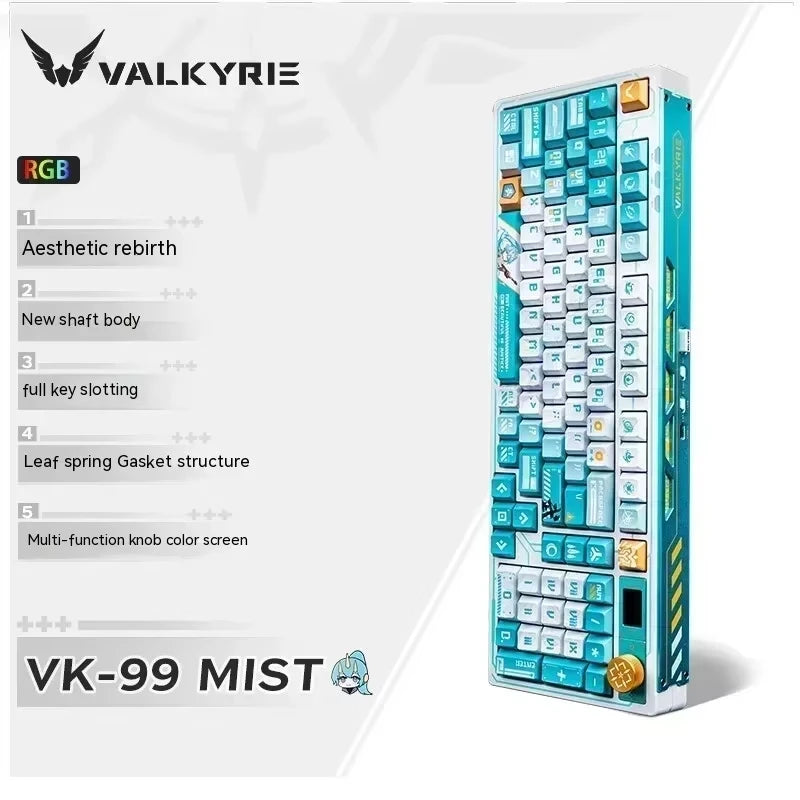 VALKYRIE VK99 Mechanical Keyboards RGB Wireless Bluetooth 2.4G Wired 3Mode Full Key Hot Swapping Gaming Keyboard Custom PC Gifts