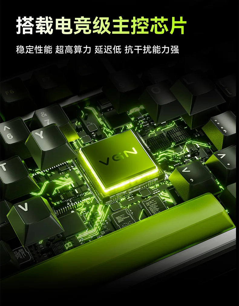 New VGN Ultra Pro He Neon Series Three-Mode Wireless Bluetooth Magnetic Axis Gaming Gasket Hot-Swappable Rgb Mechanical Keyboar
