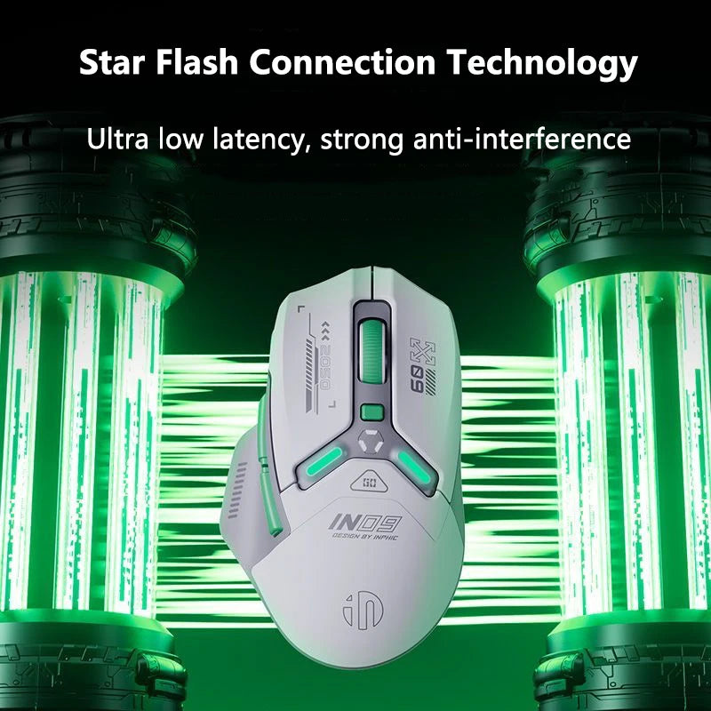 Inphic IN9 Wireless Gaming Mouse Rechargeable PAW3311 Bluetooth Mouse RGB Lighting Effect Desktop Computer Laptop Universal