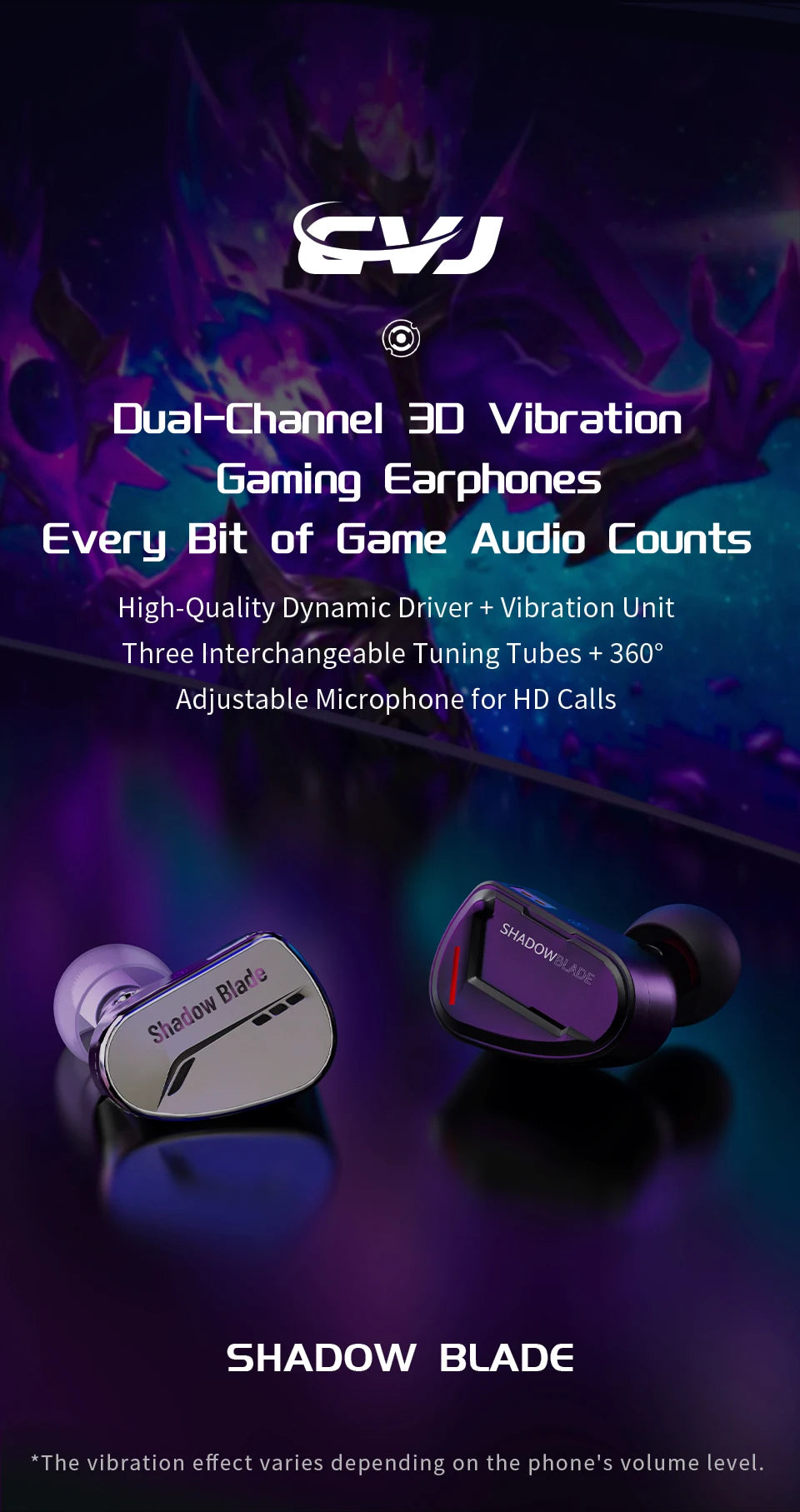 CVJ Shadow Blade In Ear Earphones 1DD+1 Vibration Switch Adjustable Gaming ports in-ear typec Hifi Headphones konoka Mermaid2