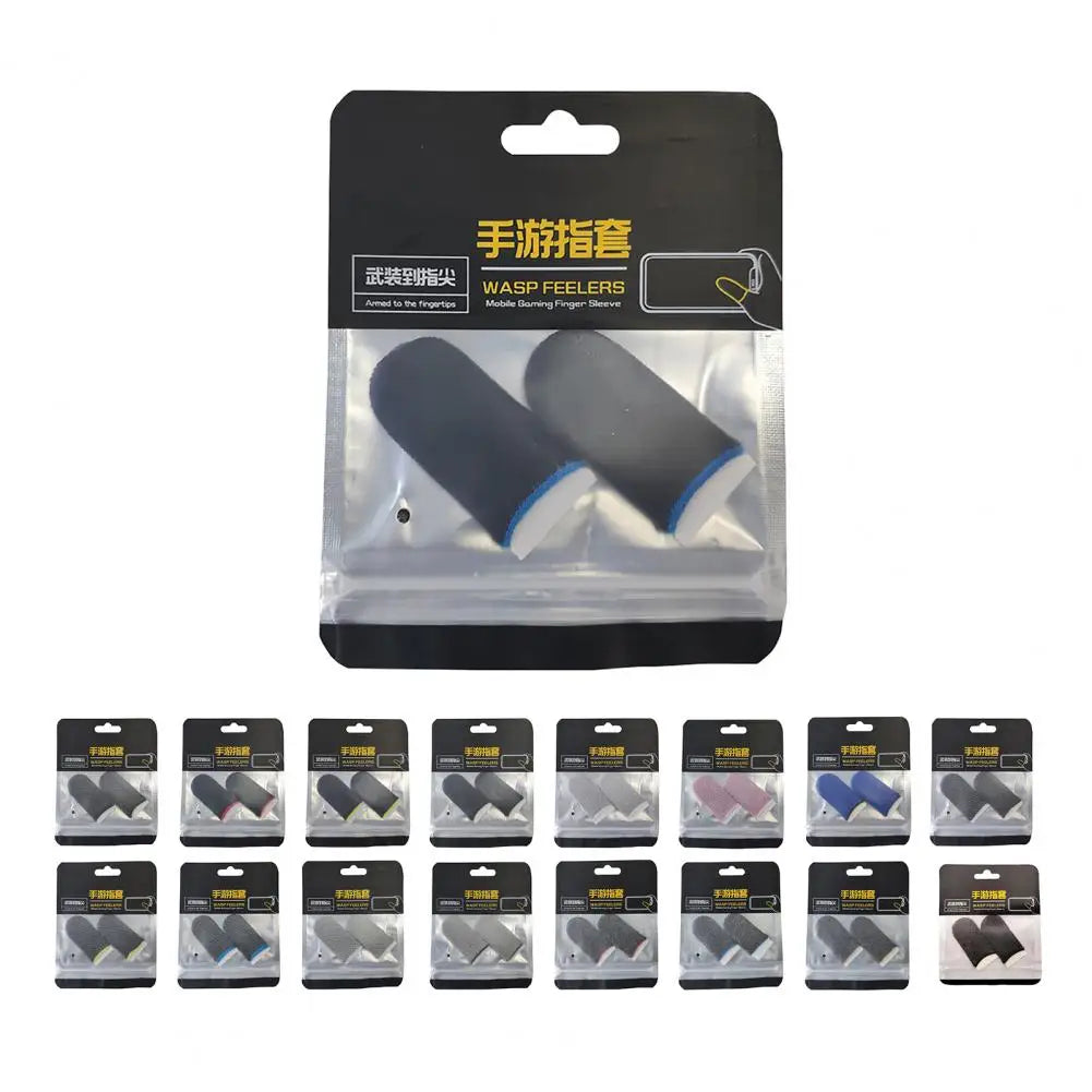 1 Pair Game Finger Cots Anti-sweat Touch Screen Gaming Finger Sleeves Nylon Fiber Thin Finger Sleeves for Entertainment