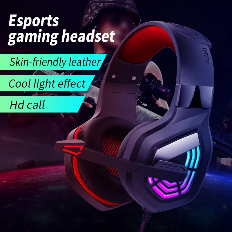 G7 LED Light Gaming Headset USB Stereo Surround Wired Headphone with Noise Reduction Mic Earphones for Computer PC Gamer
