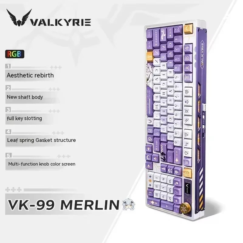 VALKYRIE VK99 Mechanical Keyboards RGB Wireless Bluetooth 2.4G Wired 3Mode Full Key Hot Swapping Gaming Keyboard Custom PC Gifts