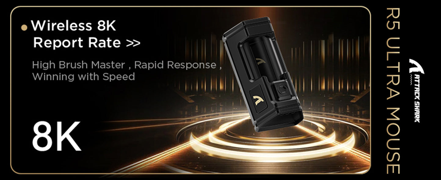 ATTACK SHARK R5 Ultra 39g Carbon Fiber 8000Hz Wireless Gaming Mouse, 42000DPI, PAW3950MAX Sensor, Nordic 52840 Chip, Tri-Mode